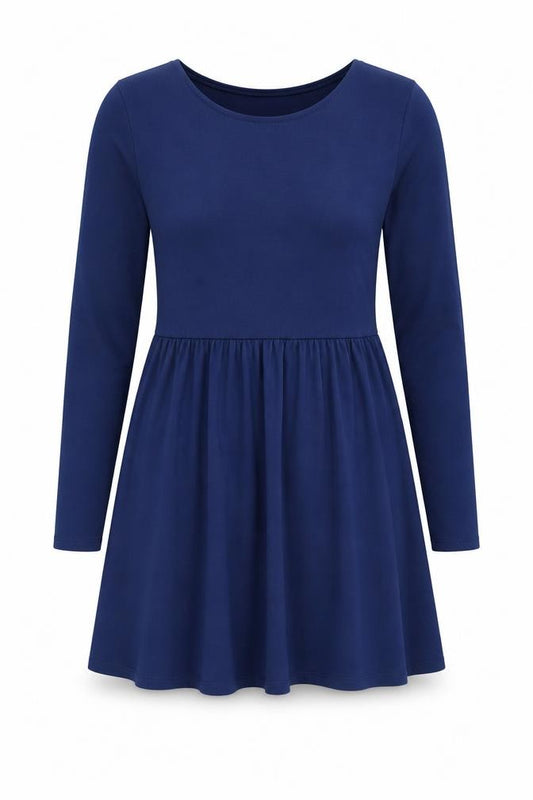 Front view of Brave Soul Women Blue Skater Dress M Long Sleeve Casual