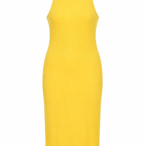 H&M Women’s Yellow Bodycon Halter Cut Out Summer Dress XS