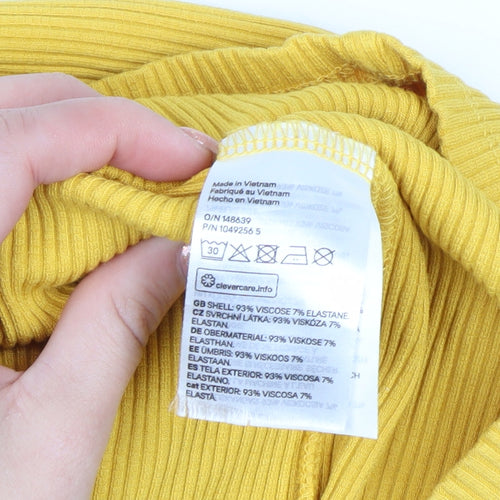 H&M Women’s Yellow Bodycon Halter Cut Out Summer Dress XS