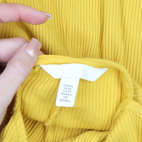 H&M Women’s Yellow Bodycon Halter Cut Out Summer Dress XS