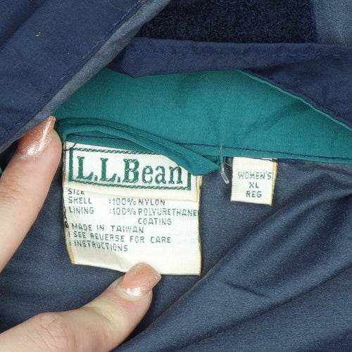 L.L.Bean Women's Blue XL Hooded Anorak Jacket Water Resistant