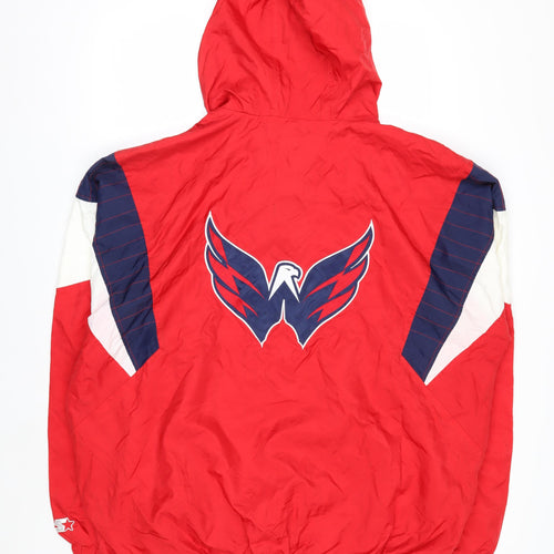 Starter Mens Red 2XL Windbreaker Hooded Washington Capitals Jacket