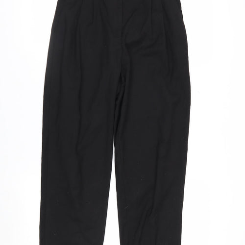 H&M Women's Black Regular Fit Pleated Trousers Size 8