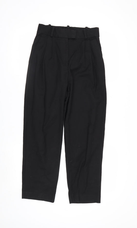 H&M Women's Black Regular Fit Pleated Trousers Size 8