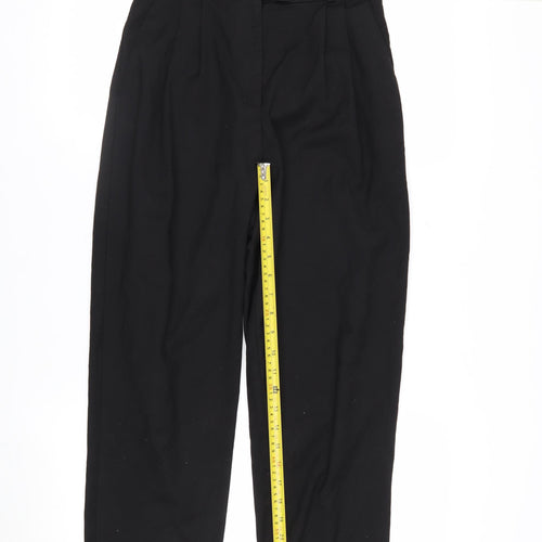 H&M Women's Black Regular Fit Pleated Trousers Size 8