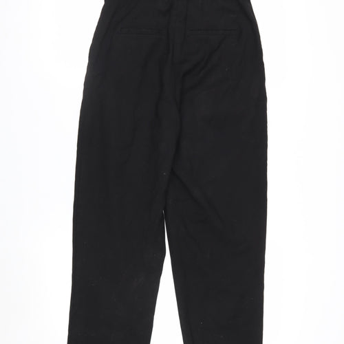 H&M Women's Black Regular Fit Pleated Trousers Size 8