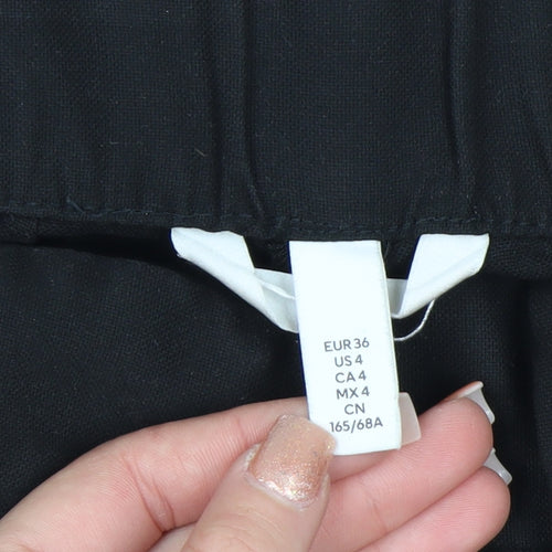 H&M Women's Black Regular Fit Pleated Trousers Size 8