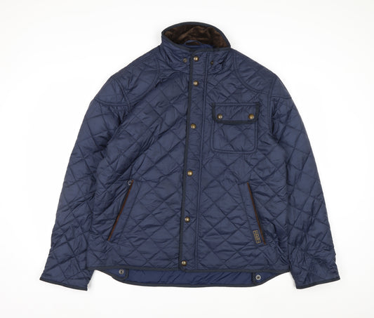 Ralph Lauren Men's Blue Quilted Jacket XL Polyester Mid-Length