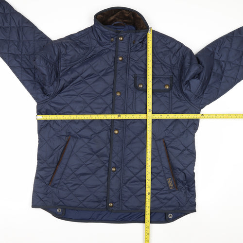 Ralph Lauren Men's Blue Quilted Jacket XL Polyester Mid-Length