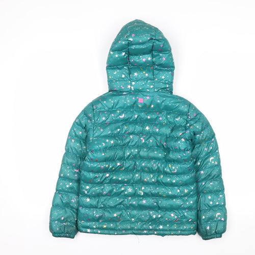 Mountain Warehouse Girls Green Star Print Hooded Puffer Jacket 7-8 Years