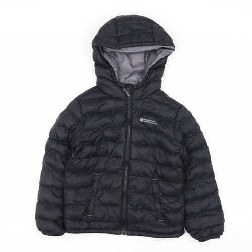 Mountain Warehouse Boys Black 5-6 Years Hooded Puffer Jacket Water Resistant