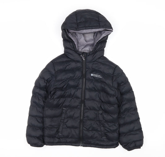 Mountain Warehouse Boys Black 5-6 Years Hooded Puffer Jacket Water Resistant