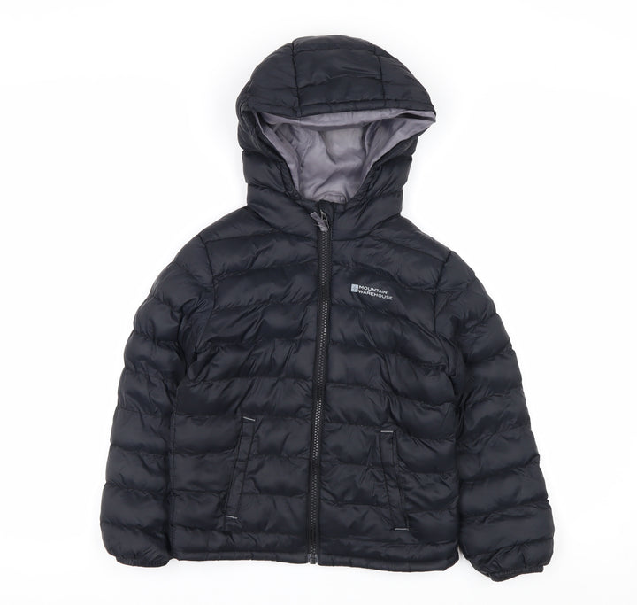 Mountain Warehouse Boys Black 5-6 Years Hooded Puffer Jacket Water Resistant
