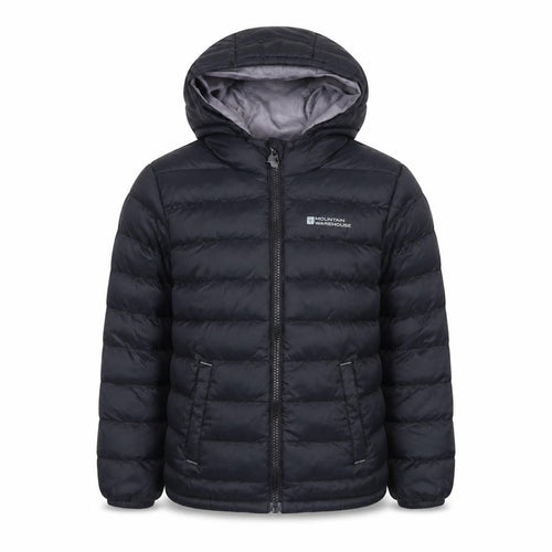 Mountain Warehouse Boys Black 5-6 Years Hooded Puffer Jacket Water Resistant