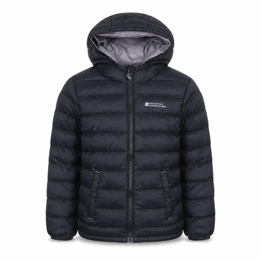 Mountain Warehouse Boys Black 5-6 Years Hooded Puffer Jacket Water Resistant