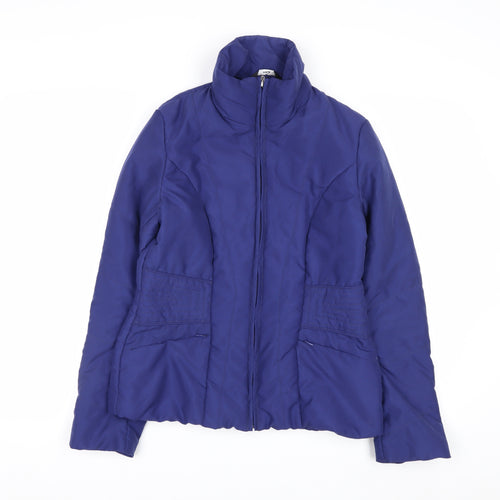 M&Co Womens Blue Size 10 Puffer Jacket Quilted Polyester Winter Coat