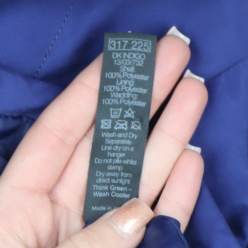 M&Co Womens Blue Size 10 Puffer Jacket Quilted Polyester Winter Coat
