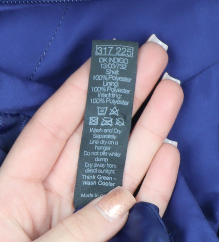 M&Co Womens Blue Size 10 Puffer Jacket Quilted Polyester Winter Coat