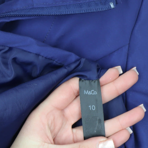 M&Co Womens Blue Size 10 Puffer Jacket Quilted Polyester Winter Coat
