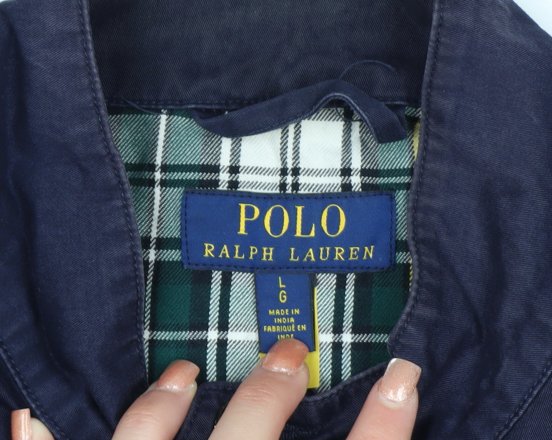 Polo Ralph Lauren Men's Navy Bomber Jacket L Cotton Zip Up