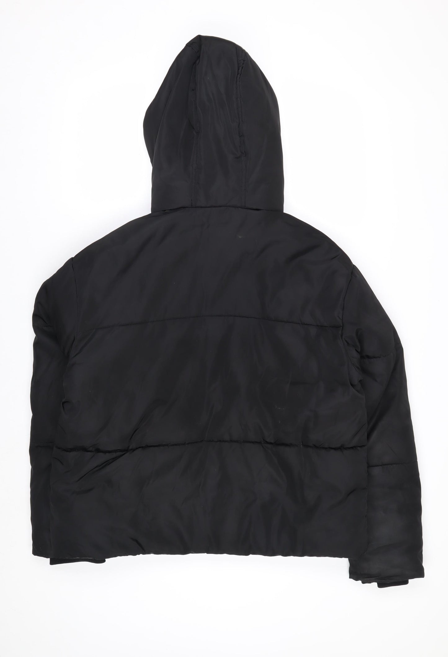 Next Women Black Puffer Jacket S Hooded Short Polyester Winter Coat