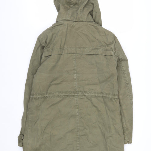 New Look Women’s Green Cotton Hooded Parka Jacket Size 8