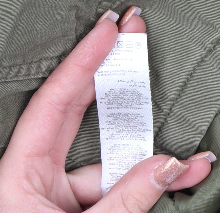 New Look Women’s Green Cotton Hooded Parka Jacket Size 8