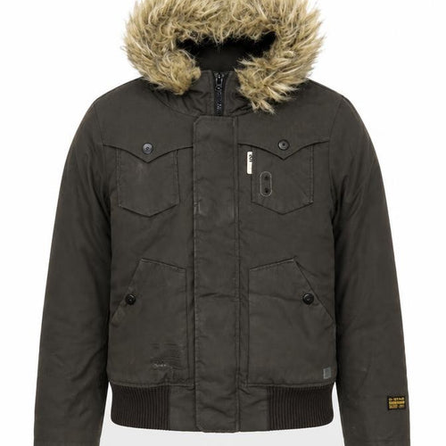 G-Star RAW Men's Green Hooded Bomber Jacket M Faux Fur Trim Winter