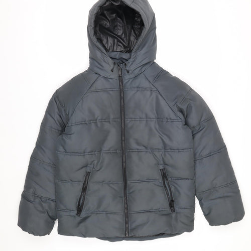 Marks and Spencer Boys Grey Hooded Puffer Jacket 12-13 Years Shower Resistant