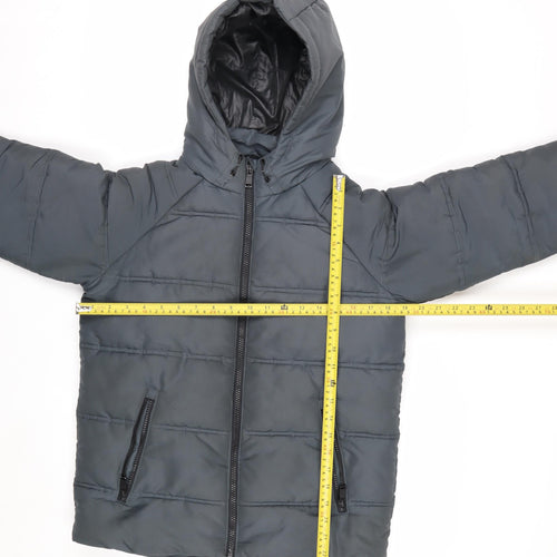 Marks and Spencer Boys Grey Hooded Puffer Jacket 12-13 Years Shower Resistant