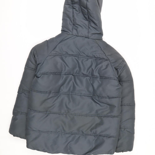 Marks and Spencer Boys Grey Hooded Puffer Jacket 12-13 Years Shower Resistant
