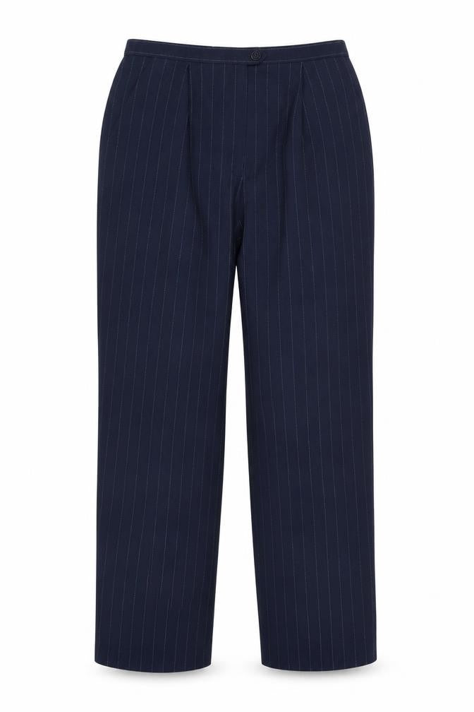 Dressbarn Women’s Blue Pinstripe Pleated Straight Trousers Size 8