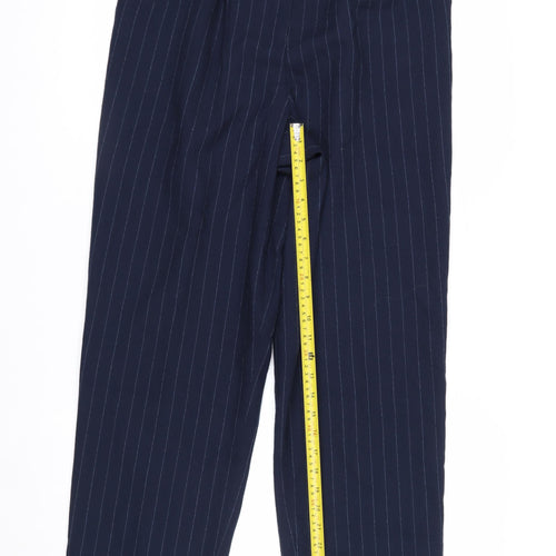 Dressbarn Women’s Blue Pinstripe Pleated Straight Trousers Size 8