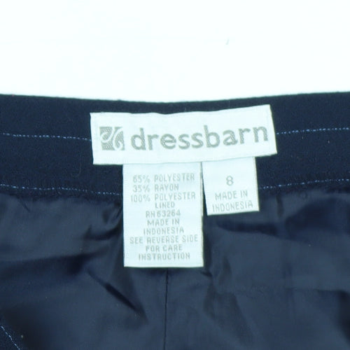 Dressbarn Women’s Blue Pinstripe Pleated Straight Trousers Size 8