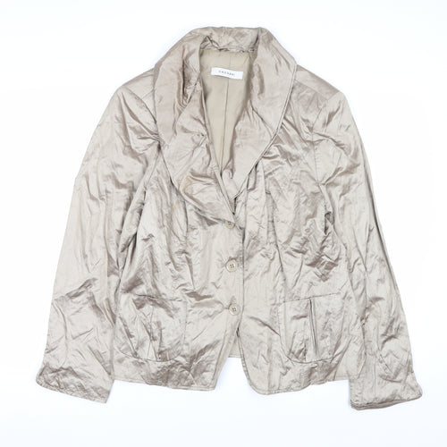 Cassani Women Beige Shawl Collar Single-Breasted Suit Jacket Size 16