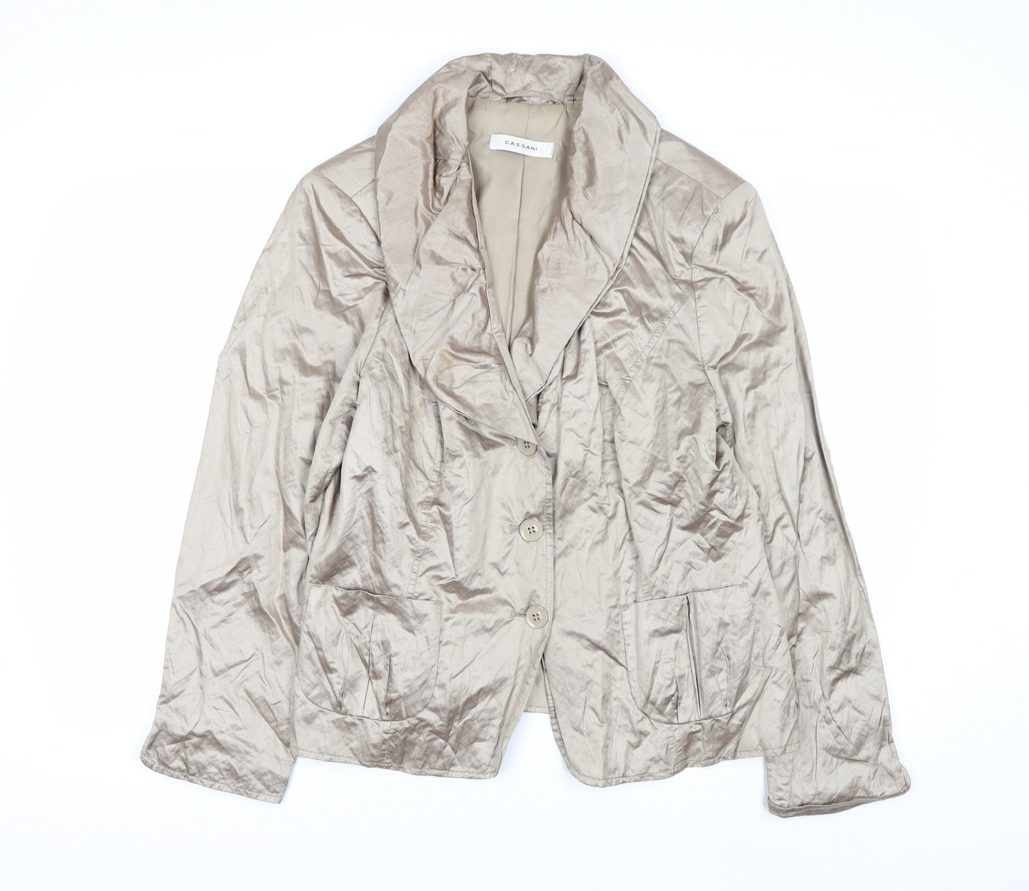 Cassani Women Beige Shawl Collar Single-Breasted Suit Jacket Size 16