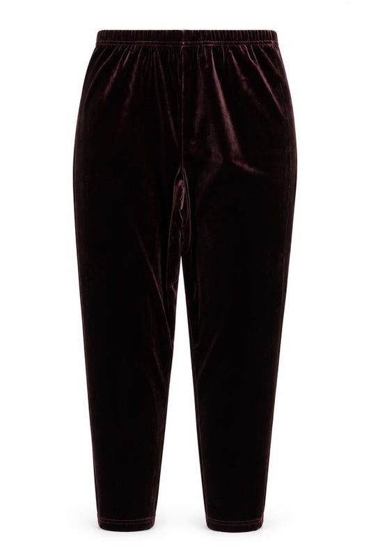 Front view of LT Sport Women's Brown Velvet Stretch Leggings, size M