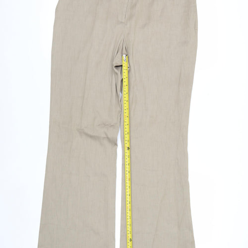 Anne Klein Womens Beige Wide-Leg Trousers Size 14 Linen Blend