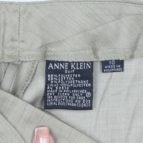 Anne Klein Womens Beige Wide-Leg Trousers Size 14 Linen Blend