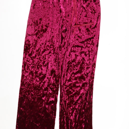 Tahari Womens Pink Crushed Velvet Straight Trousers Size M