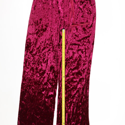 Tahari Womens Pink Crushed Velvet Straight Trousers Size M