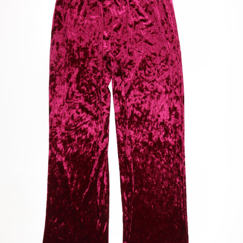Tahari Womens Pink Crushed Velvet Straight Trousers Size M