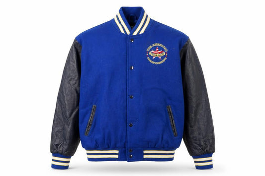 Front view of Varsity Men’s Blue College Varsity Jacket M Wool Blend