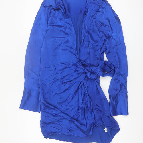 Zara Women’s Blue Viscose Wrap Shirt Dress Size 12