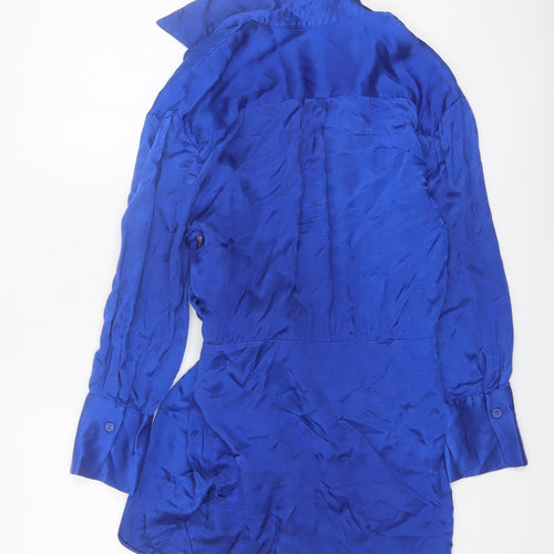 Zara Women’s Blue Viscose Wrap Shirt Dress Size 12