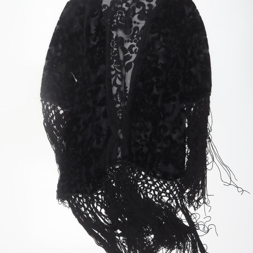 Shop The Trends Women Black Floral Fringe Sheer Cover Up M