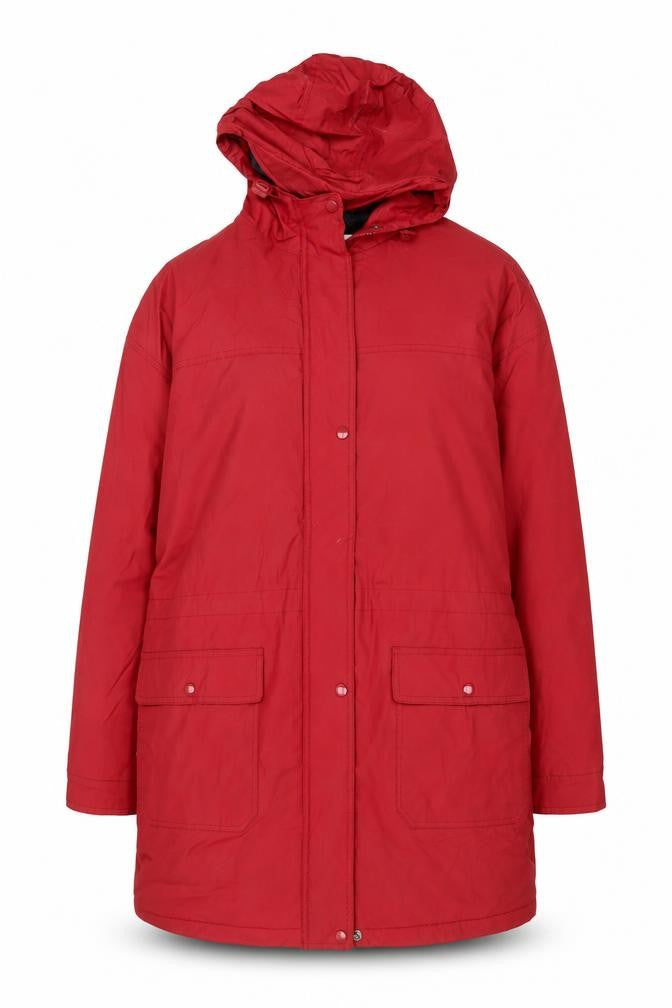 Front view of Talbots Women’s Red XL Waterproof Hooded Rain Coat