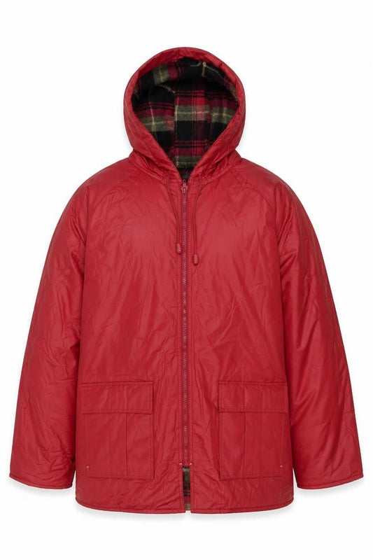 Front view of Misty Harbor Women Red XL Waterproof Hooded Rain Coat Jacket