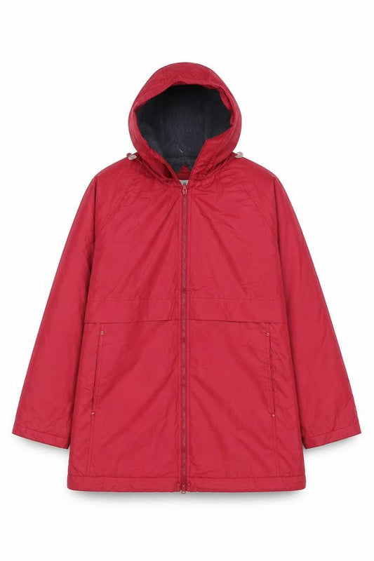 Front view of Misty Harbor Women's Red Hooded Waterproof Jacket L Polyester