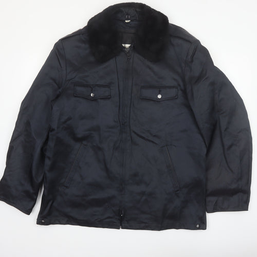 Blauer Men's Black 42 Regular Bomber Jacket with Faux Fur Collar